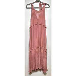 Listicle Ruffle Tiered Maxi Dress Shimmering Rose Size‎ Large